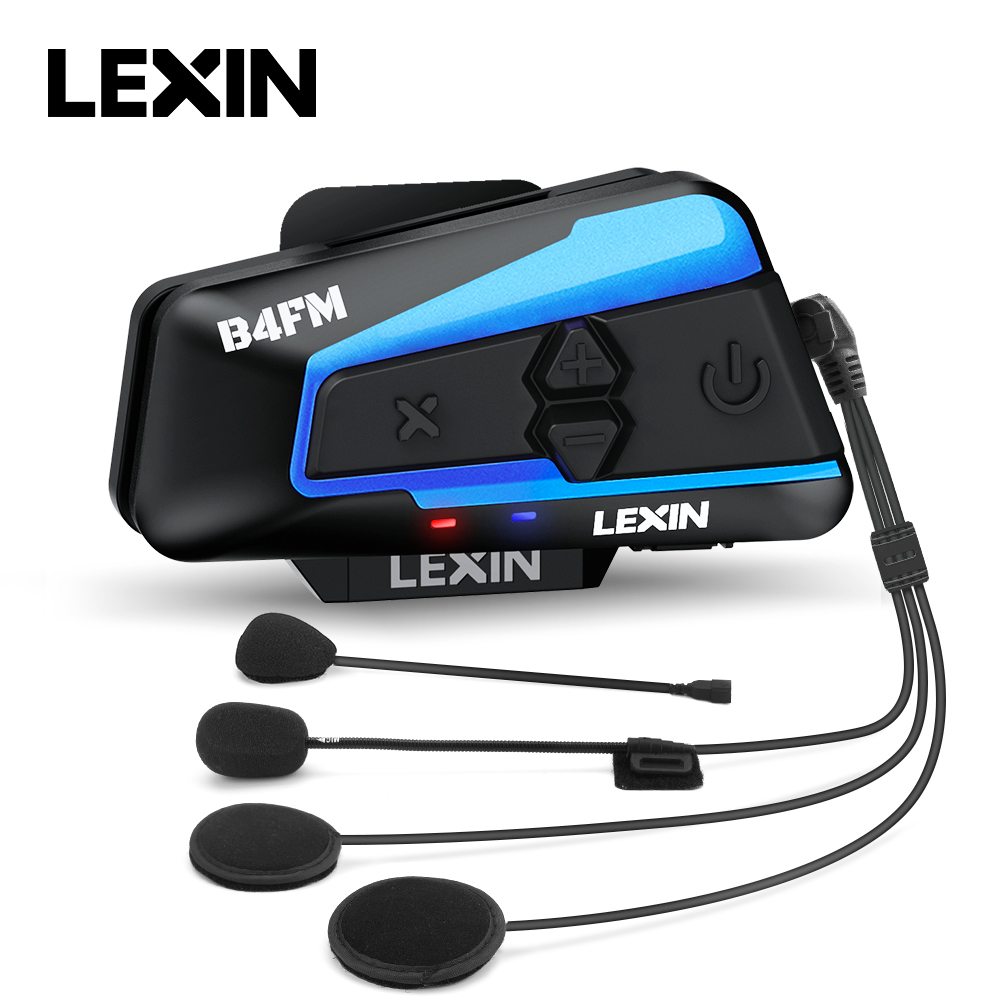 Universal Motorcycle Helmet Intercom Headset - Lexin B4FM-X ชุดหูฟังบลูทูธสำหรับ10ผู้ขับขี่มอเตอร์ไซค์, ชุดหูฟังอินเตอร์คอมคอม BT5.0มอเตอร์ไซด์พร้อมการแชร์เพลง