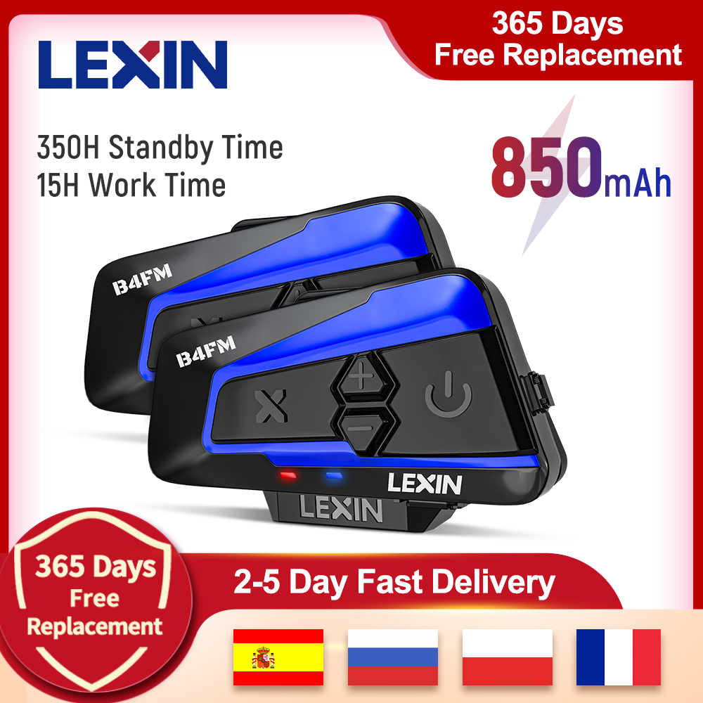 Universal Motorcycle Helmet Intercom Headset - ชุดหูฟังบลูทูธสำหรับหมวกกันน็อคมอเตอร์ไซค์ Lexin อินเตอร์คอม 4 คน ระยะ