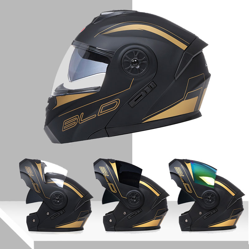 Dual Visor Motorcycle Racing Helmet - หมวกกันน็อคแบบโมดูลาร์เลนส์คู่ ดีไซน์แฟชั่น หมวกกันน็อคสำหรับรถจักรยานยนต์ รุ่นใหม่ล่าสุด พร้อมแผ่นบังแดดภายใน ปลอดภัยสำหรับการขับขี่
