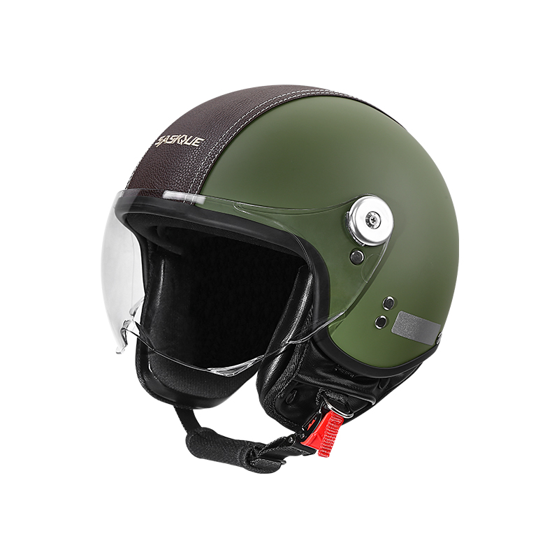 Vintage Open Face Retro Helmet - หมวกกันน็อคมอเตอร์ไซค์แบบเปิดหน้า 3/4 สไตล์วินเทจ หนัง PU ผสมผสานดีไซน์เรโทร
