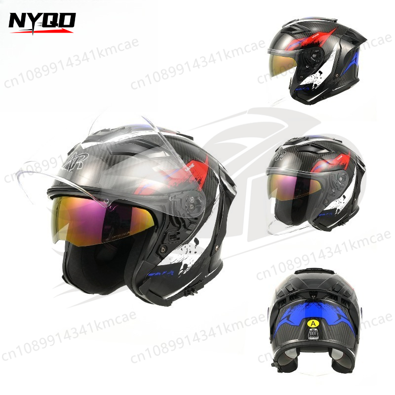 Carbon Fiber Lightweight Motorcycle Helmet - หมวกกันน็อคมอเตอร์ไซค์คาร์บอนไฟเบอร์ หมวกกันน็อคสามส่วน หมวกกันน็อคมอเตอร์ไซค์น้ำหนักเบา หมวกกันน็อคเพื่อความปลอดภัยทุกฤดูกาล หมวกกันน็อคสำหรับมอเตอร์ไซค์