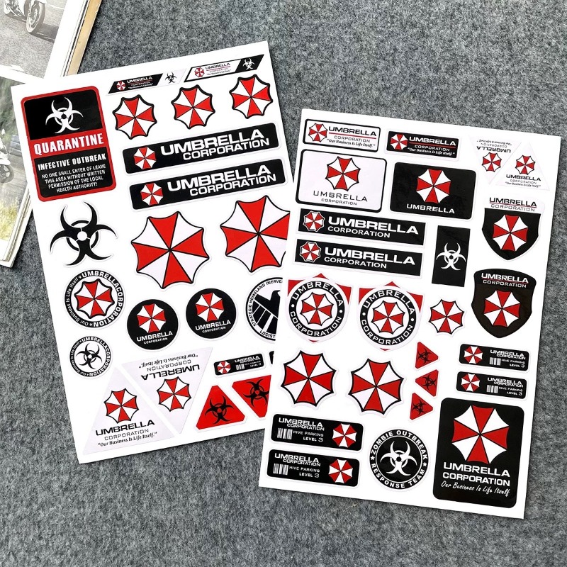 Motorcycle Helmets - สติกเกอร์เตือนรูปร่ม Resident Evil ลายตัวละครดัง ทนน้ำ สำหรับตกแต่งหมวกกันน็อคมอเตอร์ไซค์