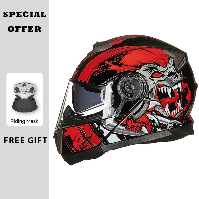 Modular Flip Up Motorcycle Helmet Dot Approved - หมวกกันน็อคมอเตอร์ไซค์แบบโมดูลาร์ หมวกกันน็อคแบบพลิกขึ้นได้ พร้อมกระจกสองชั้น ได้รับการรับรองมาตรฐาน DOT หมวกกันน็อคแบบเต็มใบสำหรับรถแข่งมอเตอร์ไซค์และรถวิบาก