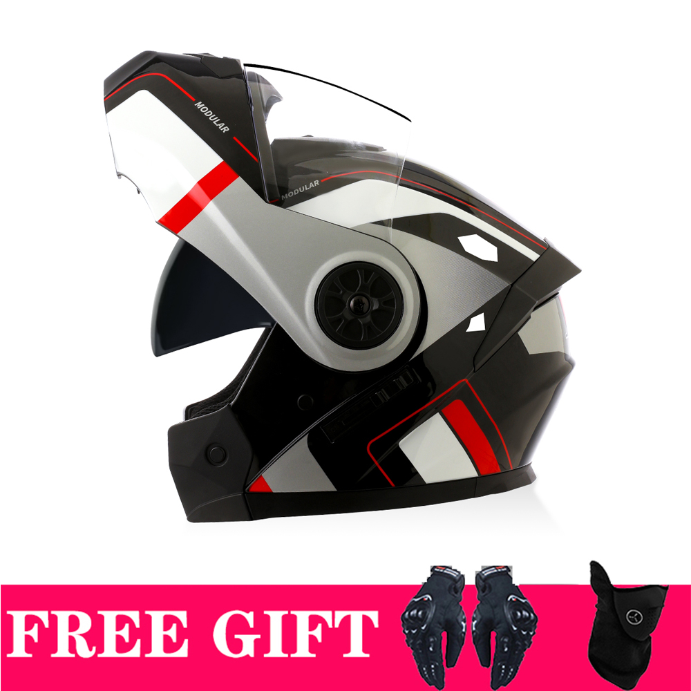 Full Face Motorcycle Helmet With Bluetooth - กระบังหน้าคู่หมวกกันน็อคบลูทูธ Modular Full Face รถจักรยานยนต์ Four