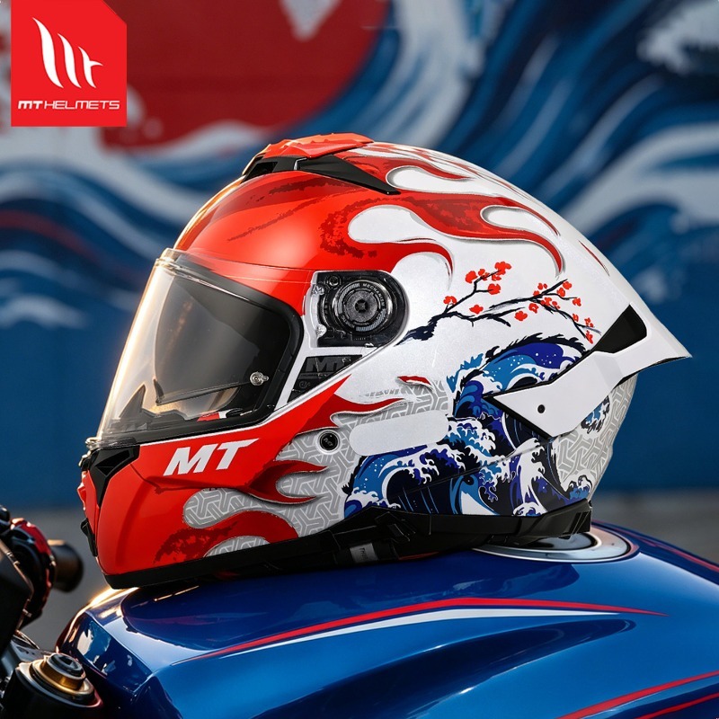 Dual Visor Motorcycle Racing Helmet - หมวกกันน็อคมอเตอร์ไซค์แบบเต็มใบ NEW MT Thunder 4SV รุ่น