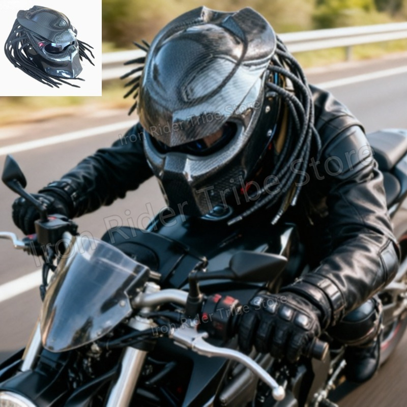 Custom Predator Motorcycle Helmet - หมวกกันน็อคมอเตอร์ไซค์แบบเต็มใบ HOT Racing Predator คาร์บอนไฟเบอร์ -