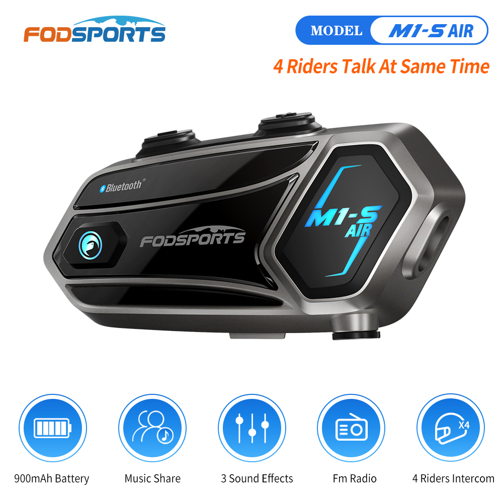 Universal Motorcycle Helmet Intercom Headset - Fodsports M1-S AIR มอเตอร์ไซค์อินเตอร์คอม, หมวกกันน็อคบลูทูธอินเตอร์คอม, ชุดหูฟังรถจักรยานยนต์,