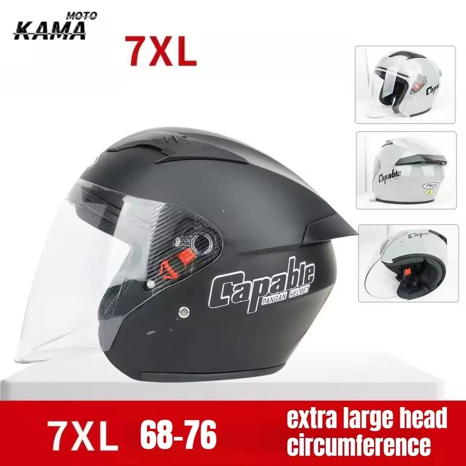 Dual Visor Motorcycle Racing Helmet - หมวกกันน็อคมอเตอร์ไซค์ขนาดใหญ่พิเศษสำหรับผู้ชาย 76 ซม. แบบสองชั้น ยกขึ้นได้ ป้องกันฝ้า