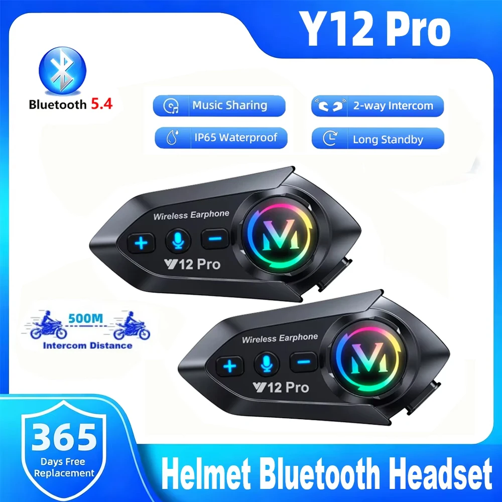 Full Face Motorcycle Helmet With Bluetooth - Y12 โปรหมวกกันน็อคมอเตอร์ไซค์บลูทูธอินเตอร์คอม ระบบสั่งงานด้วยเสียง ระบบผสมเสียงหลายฉาก แชร์เพลง ระยะทาง