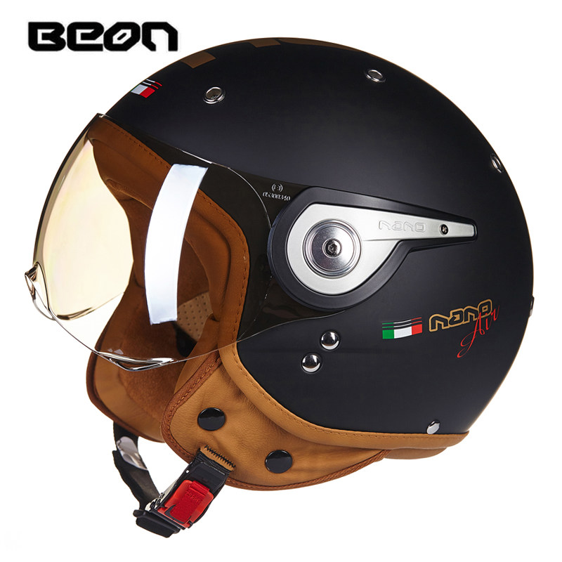 Vintage Open Face Retro Helmet - BEON B-110 moto รีไซเคิลหมวกกันน็อค beon 3/4