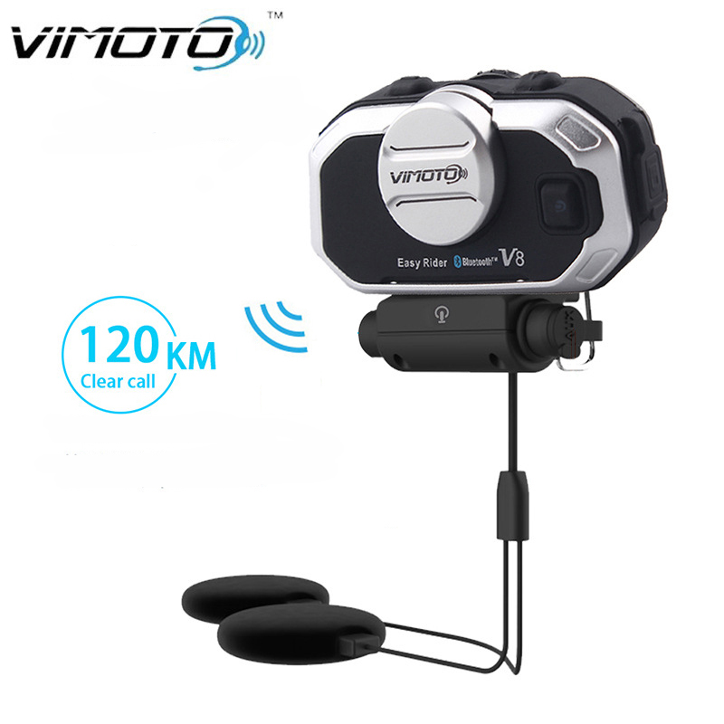 Full Face Motorcycle Helmet With Bluetooth - วิโมโต V8 ชุดหูฟังติดหมวกกันน็อครถจักรยานยนต์บลูทูธสเตอริโออินเตอร์คอมโทรไร้สายการสื่อสารอินเตอร์โฟน