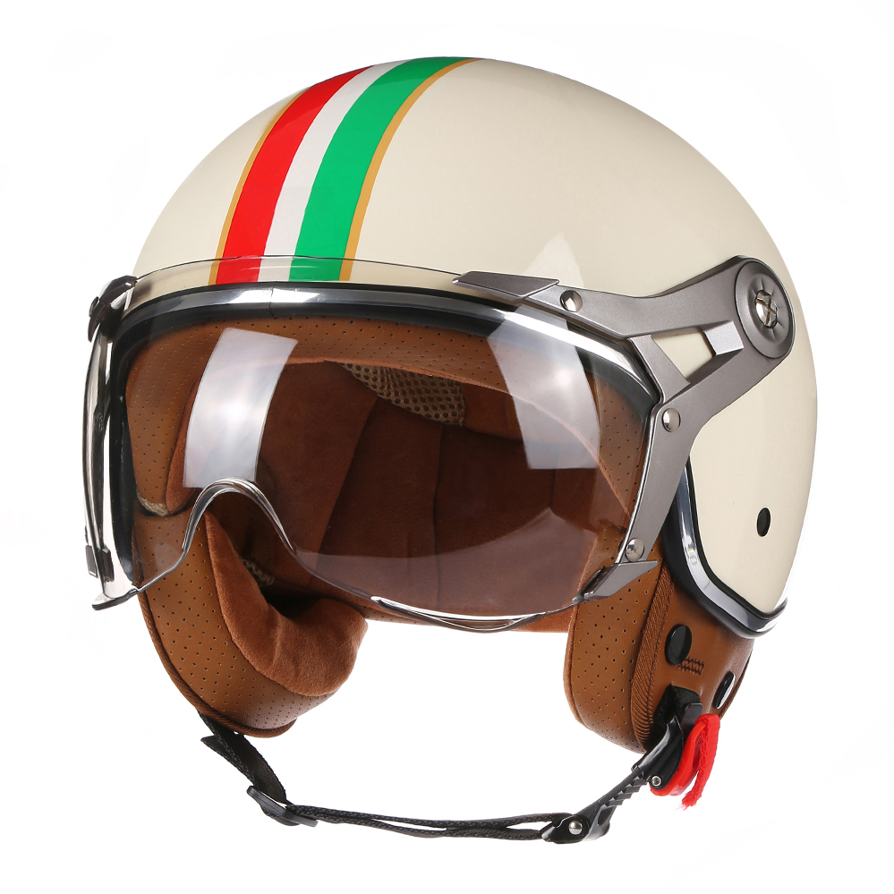 Vintage Open Face Retro Helmet - หมวกกันน็อคแบบเปิดหน้า 3/4 สไตล์เรโทรสำหรับมอเตอร์ไซค์วินเทจ ช็อปเปอร์ สำหรับผู้ชายและผู้หญิง
