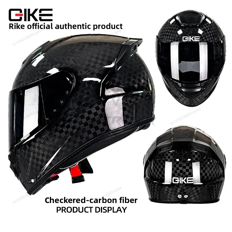 Carbon Fiber Lightweight Motorcycle Helmet - QIKE หมวกกันน็อคมอเตอร์ไซค์คาร์บอนไฟเบอร์บุคลิกภาพน้ําหนักเบาหมวกกันน็อคแบบเต็มหน้าเบาเป็นพิเศษ Four Seasons Universal Capacetes
