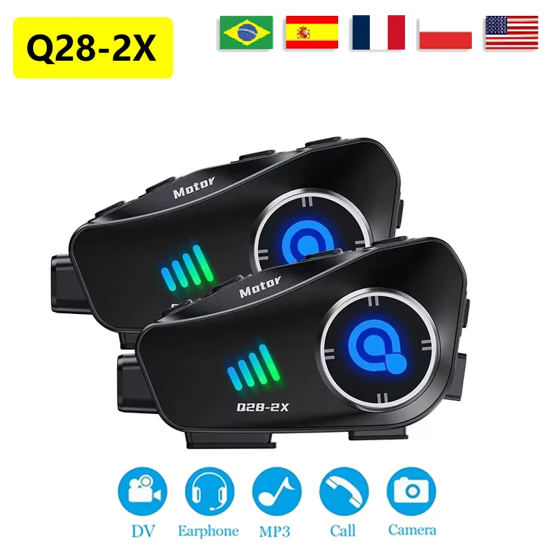 Universal Motorcycle Helmet Intercom Headset - ใหม่ Q28-2X หมวกกันน็อครถจักรยานยนต์ Bluetooth Intercom 2