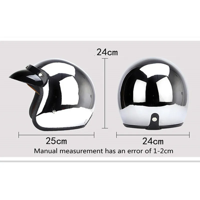 หมวกกันน็อคแบบเปิดหน้า สีเงินโ - Vintage Open Face Retro Helmet บทวิจารณ์และราคา