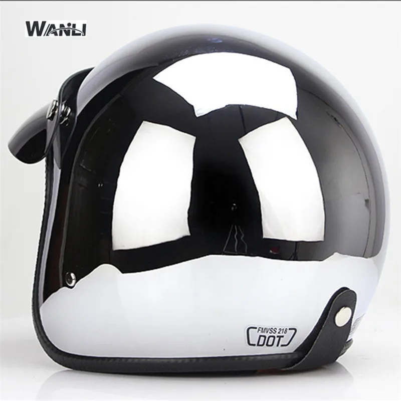 หมวกกันน็อคแบบเปิดหน้า สีเงินโ - Vintage Open Face Retro Helmet บทวิจารณ์และราคา