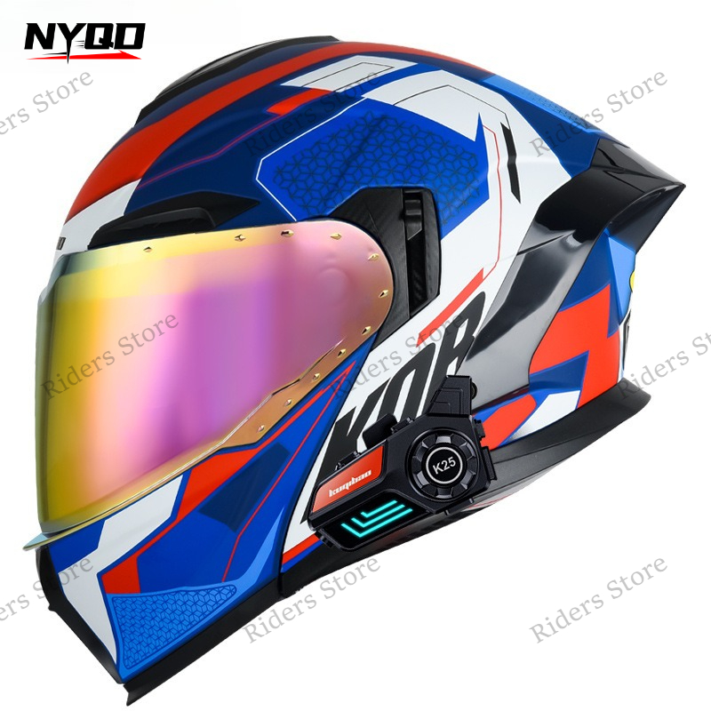 หมวกกันน็อคมอเตอร์ไซค์แบบเปิดค - Full Face Motorcycle Helmet With Bluetooth บทวิจารณ์และราคา
