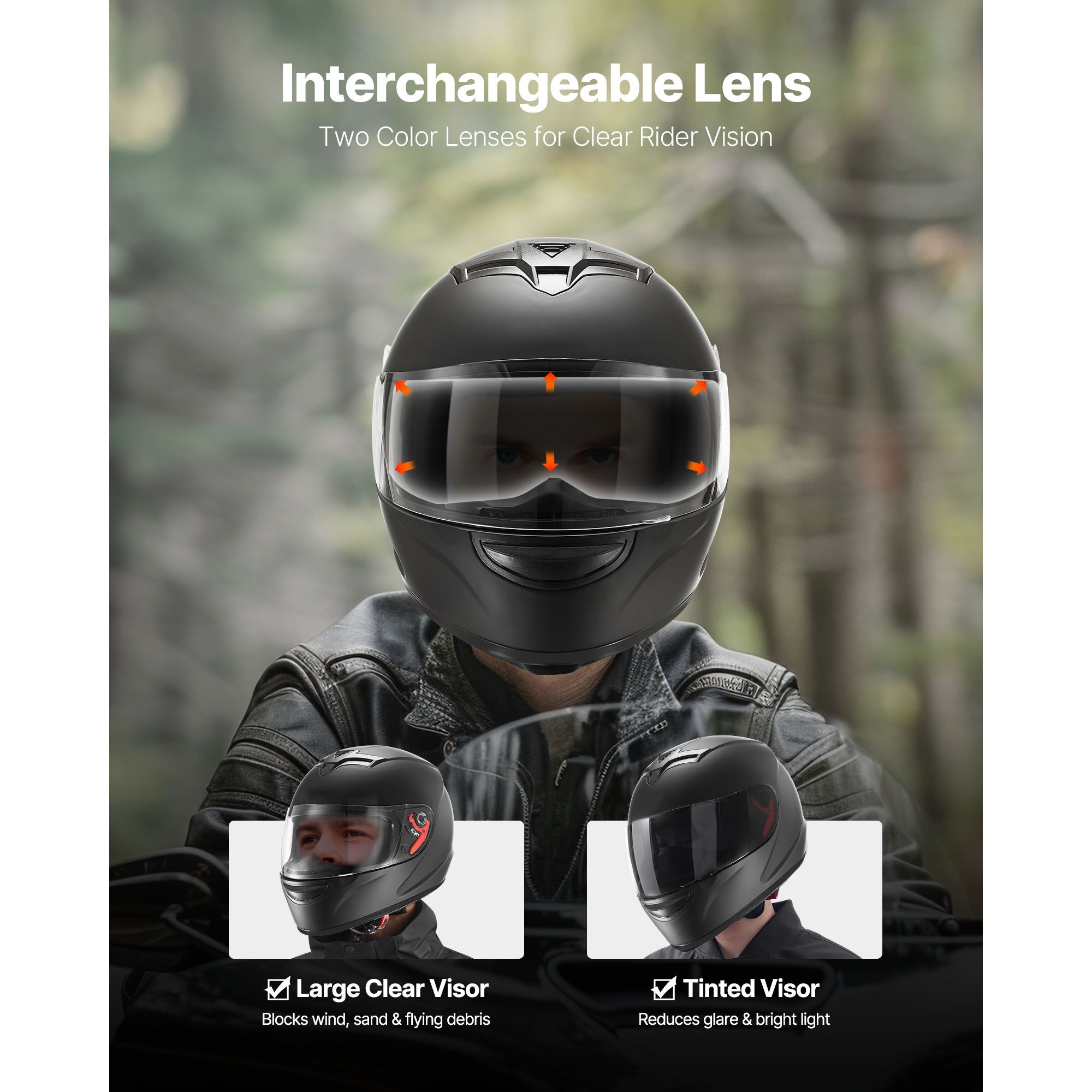 หมวกกันน็อคมอเตอร์ไซค์แบบเต็มห - Dual Visor Motorcycle Racing Helmet บทวิจารณ์และราคา