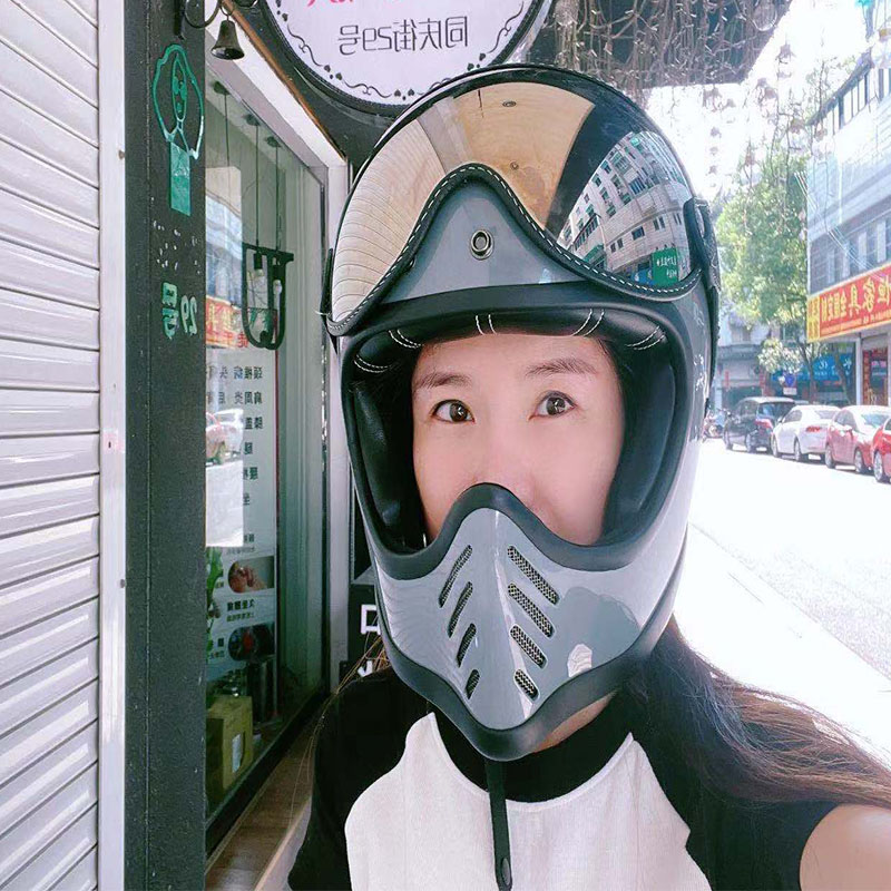 หมวกกันน็อคแบบเปิดหน้า วัสดุไฟ - Vintage Open Face Retro Helmet บทวิจารณ์และราคา