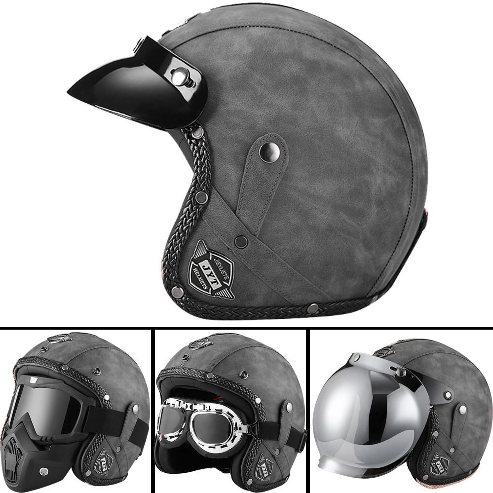 DOT 3/4 เปิดหน้ารถจักรยานยนต์  - Vintage Open Face Retro Helmet บทวิจารณ์และราคา