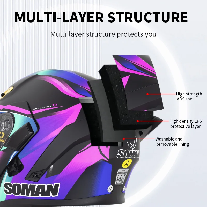 Soman หมวกกันน็อคมอเตอร์ไซค์แบ - Dual Visor Motorcycle Racing Helmet บทวิจารณ์และราคา
