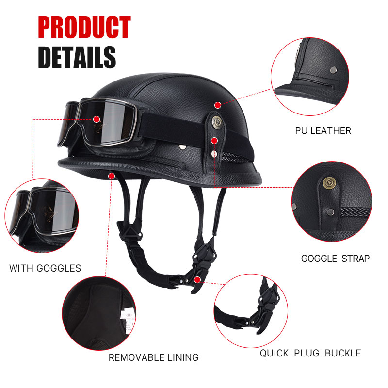 เยอรมันครึ่งหมวกกันน็อควินเทจค - Vintage Open Face Retro Helmet บทวิจารณ์และราคา