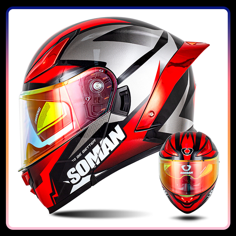 หมวกกันน็อคสำหรับผู้ชายแบบเปิด - Modular Flip Up Motorcycle Helmet Dot Approved บทวิจารณ์และราคา