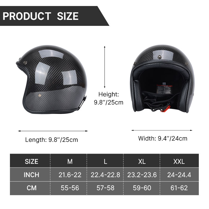 หมวกกันน็อควินเทจคาร์บอนไฟเบอร - Carbon Fiber Lightweight Motorcycle Helmet บทวิจารณ์และราคา