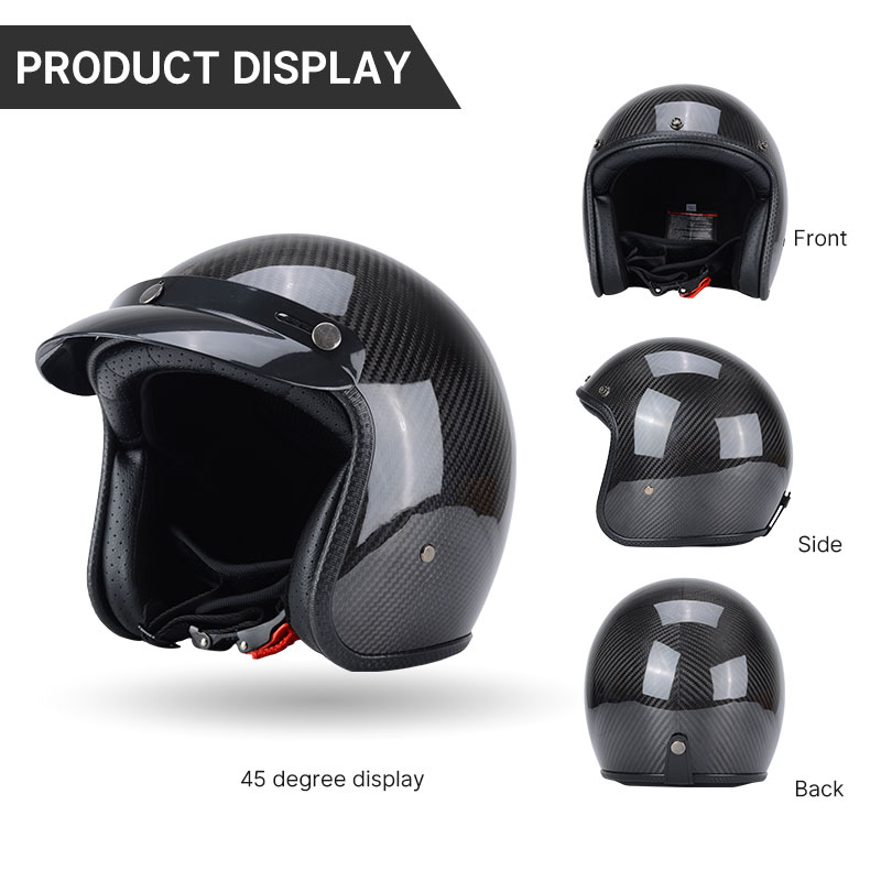 หมวกกันน็อควินเทจคาร์บอนไฟเบอร - Carbon Fiber Lightweight Motorcycle Helmet บทวิจารณ์และราคา
