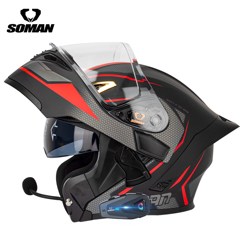 หมวกกันน็อคมอเตอร์ไซค์แบบเปิดค - Dual Visor Motorcycle Racing Helmet บทวิจารณ์และราคา