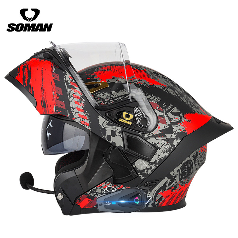 หมวกกันน็อคมอเตอร์ไซค์แบบเปิดค - Dual Visor Motorcycle Racing Helmet บทวิจารณ์และราคา