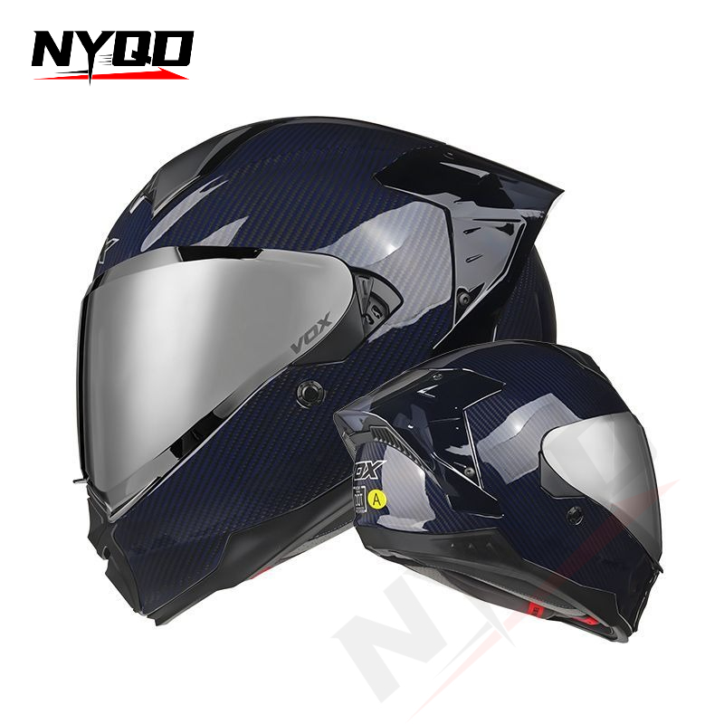 หมวกกันน็อคมอเตอร์ไซค์แบบเต็มใ - Dual Visor Motorcycle Racing Helmet บทวิจารณ์และราคา