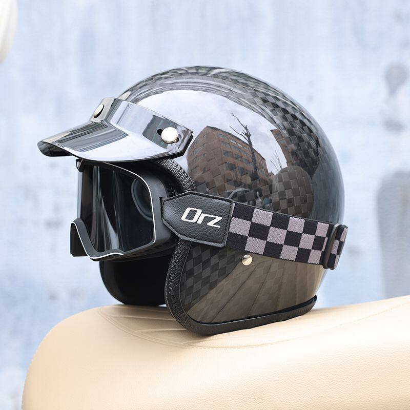 หมวกกันน็อคคาร์บอนไฟเบอร์วินเท - Carbon Fiber Lightweight Motorcycle Helmet บทวิจารณ์และราคา