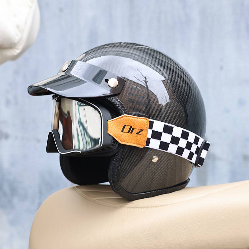 หมวกกันน็อคคาร์บอนไฟเบอร์วินเท - Carbon Fiber Lightweight Motorcycle Helmet บทวิจารณ์และราคา