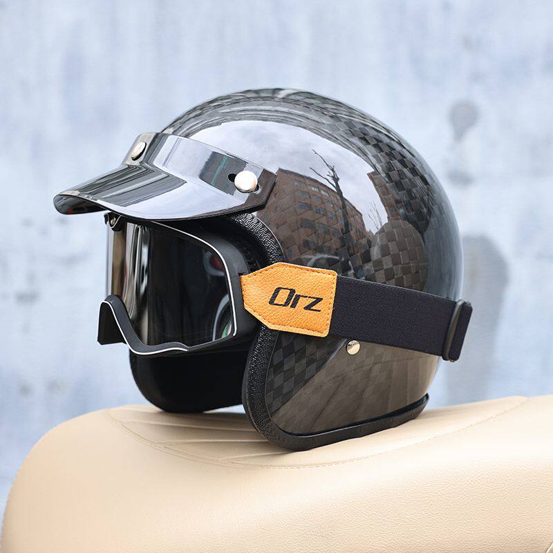 หมวกกันน็อคคาร์บอนไฟเบอร์วินเท - Carbon Fiber Lightweight Motorcycle Helmet บทวิจารณ์และราคา