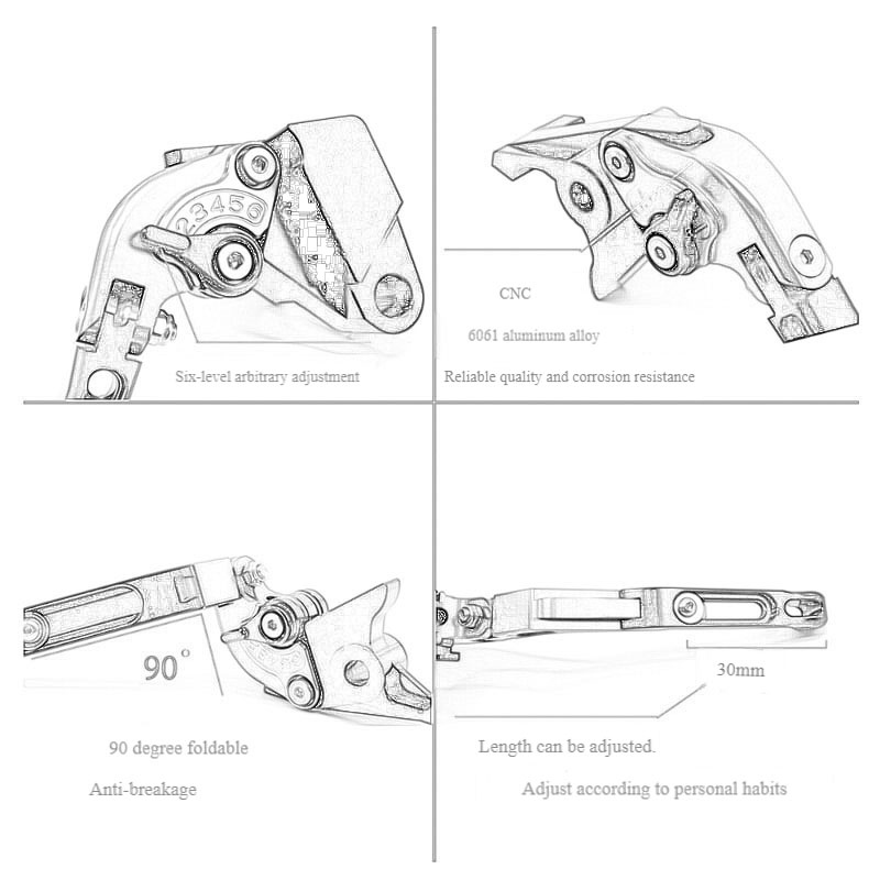 สำหรับรถมอเตอร์ไซค์ฮอนด้า NC75 - Cnc Aluminum Adjustable Brake Clutch Levers บทวิจารณ์และราคา