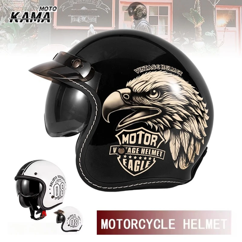 หมวกกันน็อคมอเตอร์ไซค์แบบเปิดห - Vintage Open Face Retro Helmet บทวิจารณ์และราคา